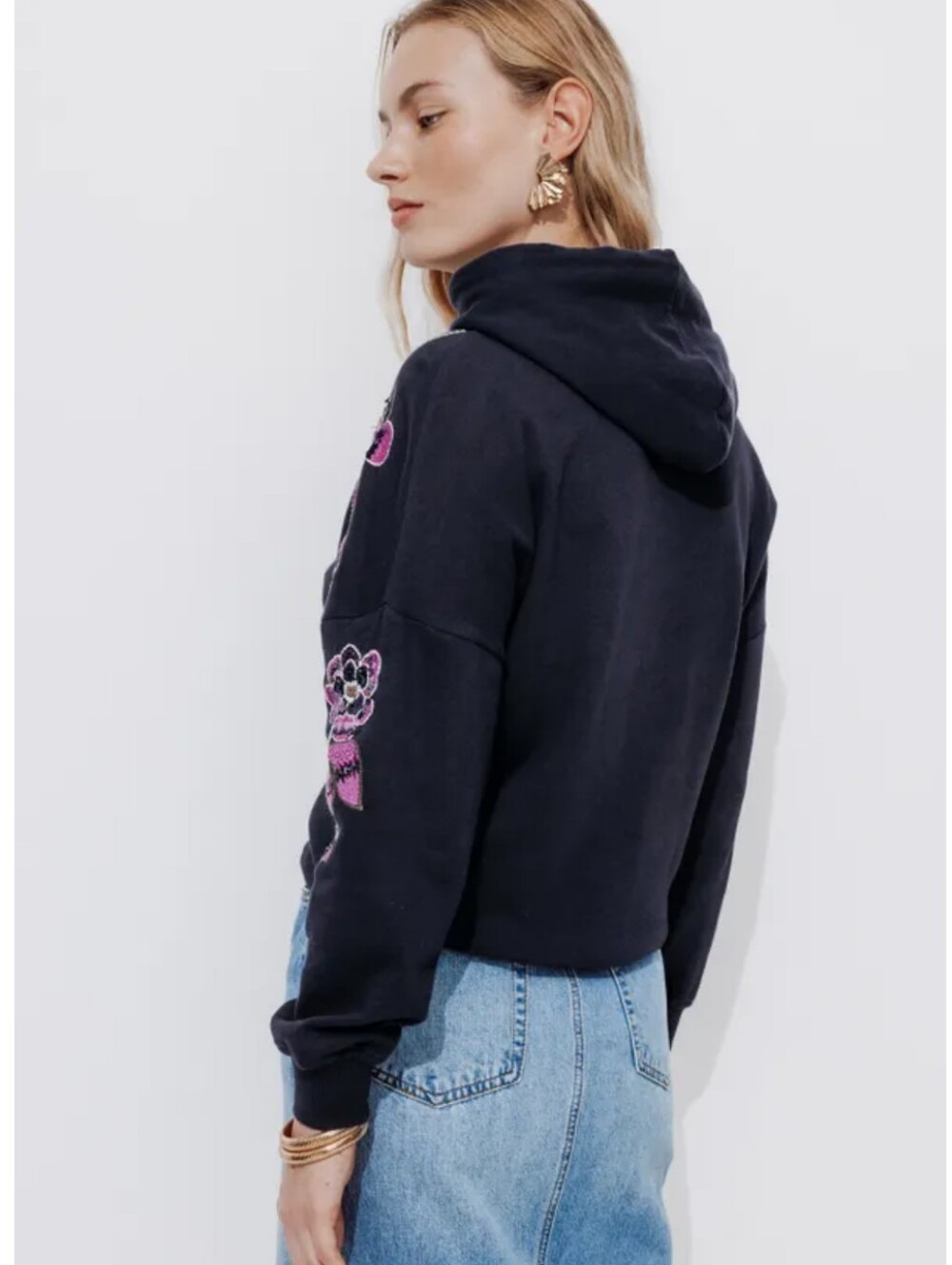 ProMod Embroidered Floral Hooded Sweatshirt - Picture 2 of 8